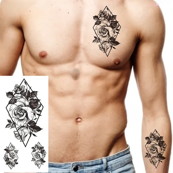 Rose_in_Shape_Leaf_Tattoo_pack_of_2