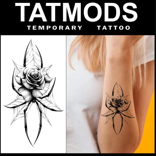 Rose_with_Spider_Design_Temporary_tattoo_Pack_Of_2