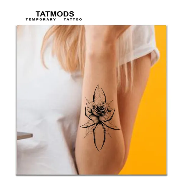 Rose_with_Spider_Design_Temporary_tattoo_Pack_Of_2