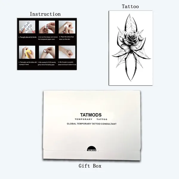 Rose_with_Spider_Design_Temporary_tattoo_Pack_Of_2