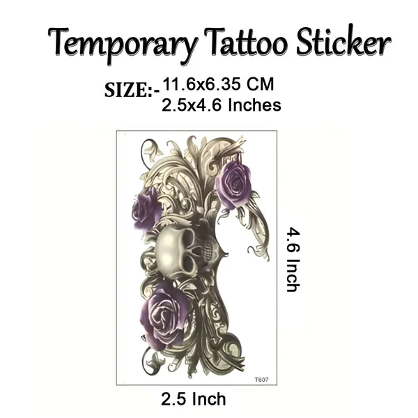 Skull_Flower_Guns_Temporary_Tattoo_pack_of_2