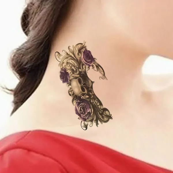 Skull_Flower_Guns_Temporary_Tattoo_pack_of_2