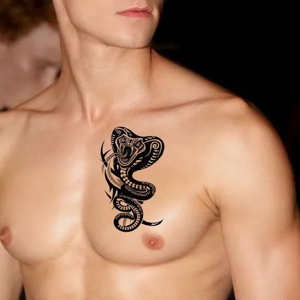 Trible_Black_Snake_Face_Design_Temporary_Tattoo_pack_of_2