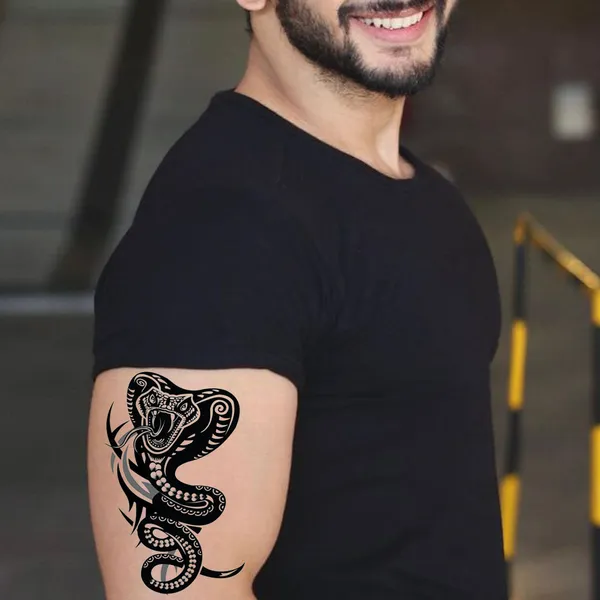 Trible_Black_Snake_Face_Design_Temporary_Tattoo_pack_of_2