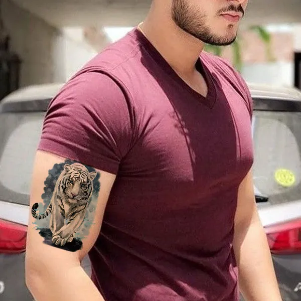 White_Tiger_In_Snow_in_Winter_Temporary_Tattoo_pack_of_2