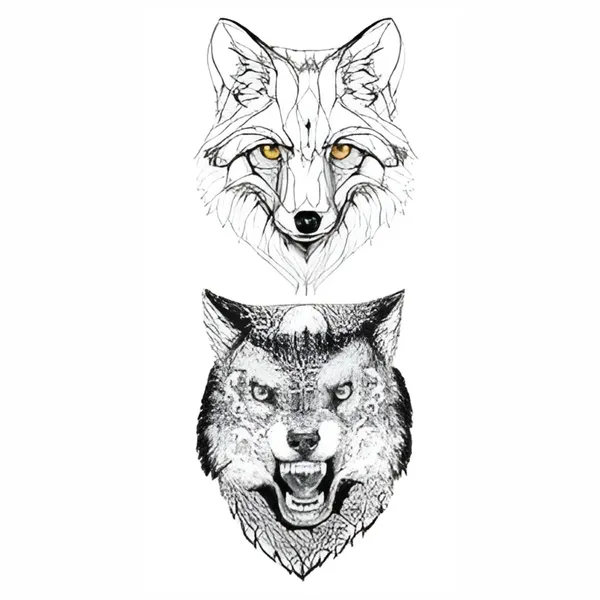 Wolf_With_Fox_Temporary_Tattoo_pack_of_2