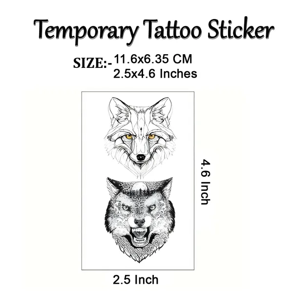 Wolf_With_Fox_Temporary_Tattoo_pack_of_2