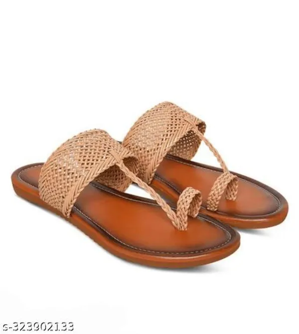 Beige_Kolhapuri_Pu_Leather_Flats_For_Women