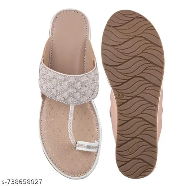 Cream_Kolhapuri_Pu_Leather_Flats_For_Women