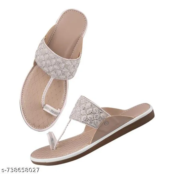 Cream_Kolhapuri_Pu_Leather_Flats_For_Women