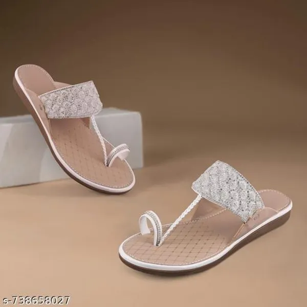 Cream_Kolhapuri_Pu_Leather_Flats_For_Women