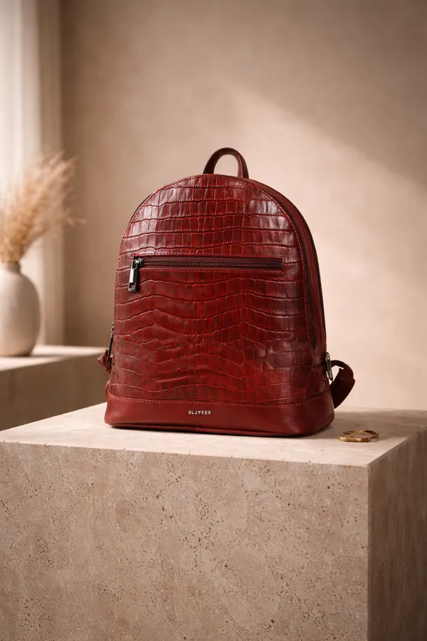 Elora_Croco_Textured_Genuine_Leather_Bagpack_For_Women
