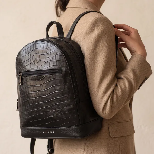 Elora_Croco_Textured_Genuine_Leather_Bagpack_For_Women