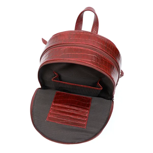 Elora_Croco_Textured_Genuine_Leather_Bagpack_For_Women