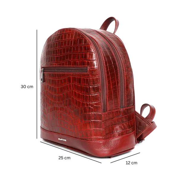 Elora_Croco_Textured_Genuine_Leather_Bagpack_For_Women