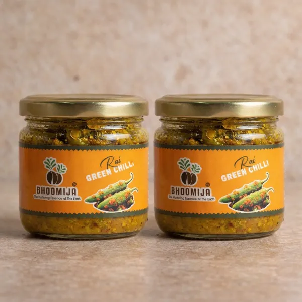 Bhoomija_Home_Made_Rai_Green_Chilli_Pickle_-_Traditional_Indian_Condiment_In_Mustard_Oil_(Pack_Of_2)