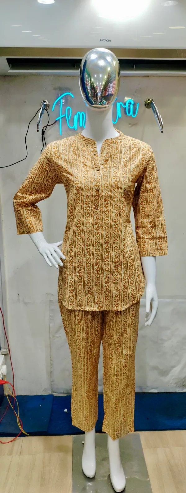 Yellow_Premium_Cotton_Printed_Lounge_Wear_Set_For_Women