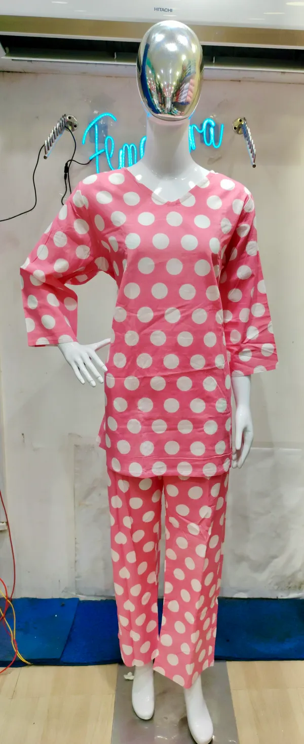 Pink_Premium_Cotton_Polka_Dot_Co-Ord_Set_For_Women