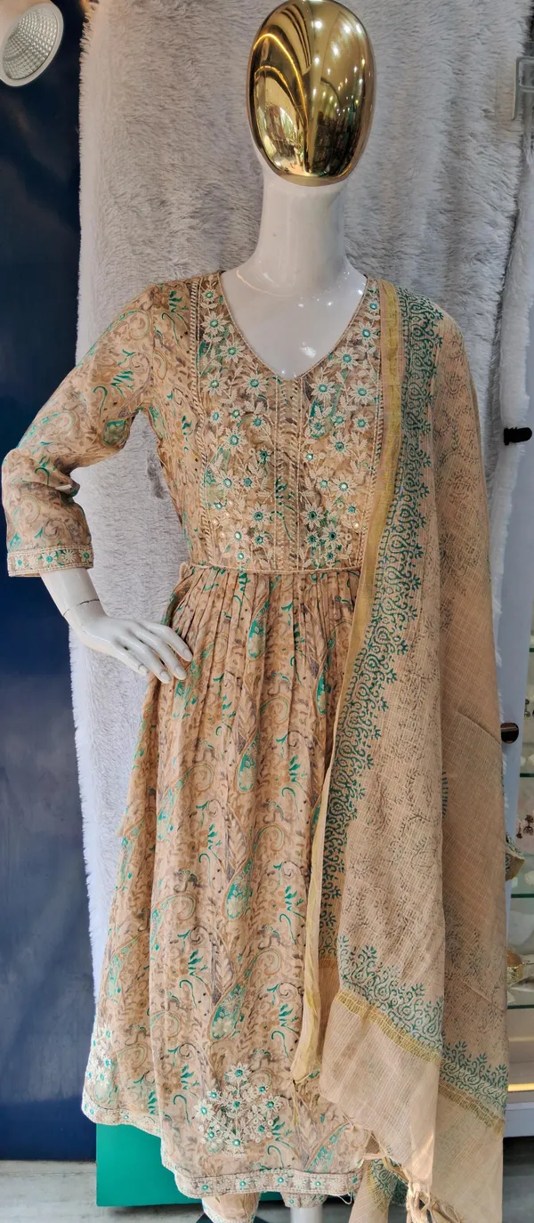 Beige_Premium_Cotton_Embroidered_Anarkali_Suit_With_Dupatta_For_Women