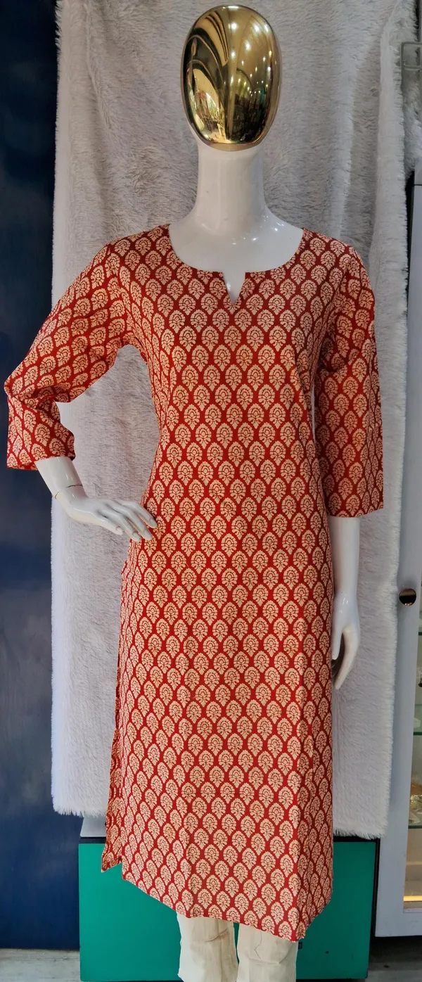 Red_And_Gold_Premium_Cotton_Printed_Kurti_Set_For_Women