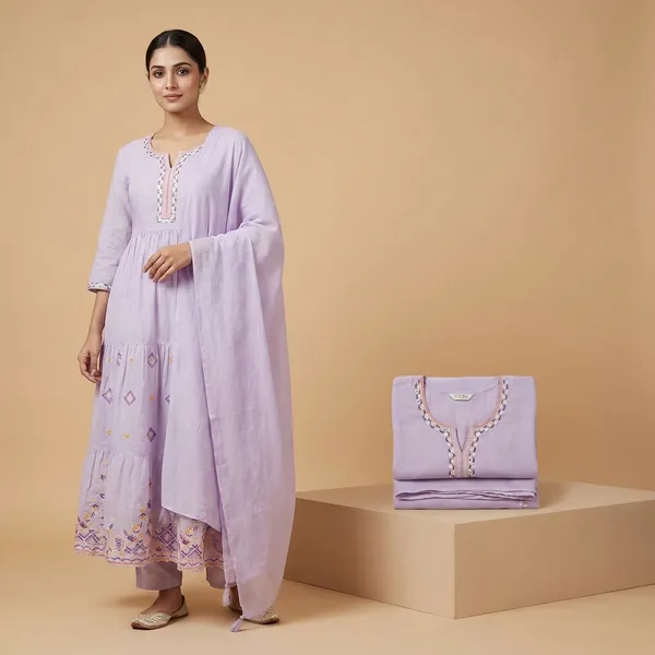 Lavender_Premium_Cotton_Embroidered_Anarkali_Suit_With_Dupatta_For_Women