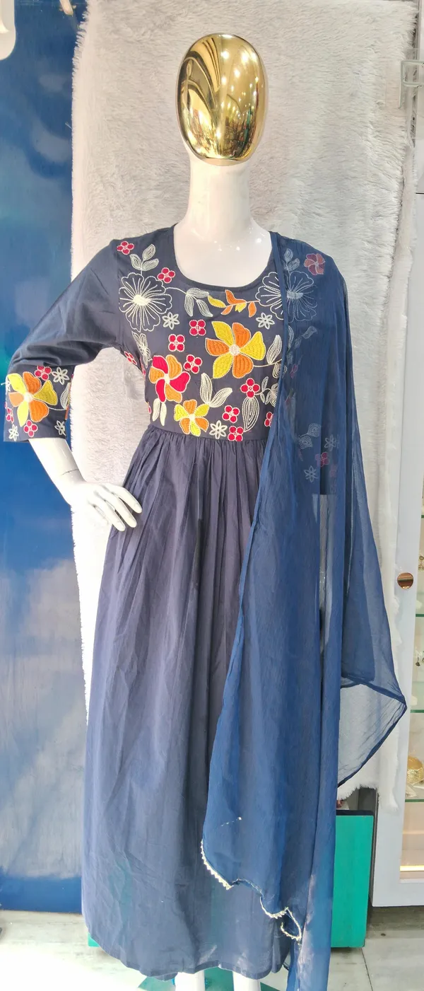 Navy_Blue_Premium_Cotton_Embroidered_Anarkali_Suit_With_Dupatta_For_Women