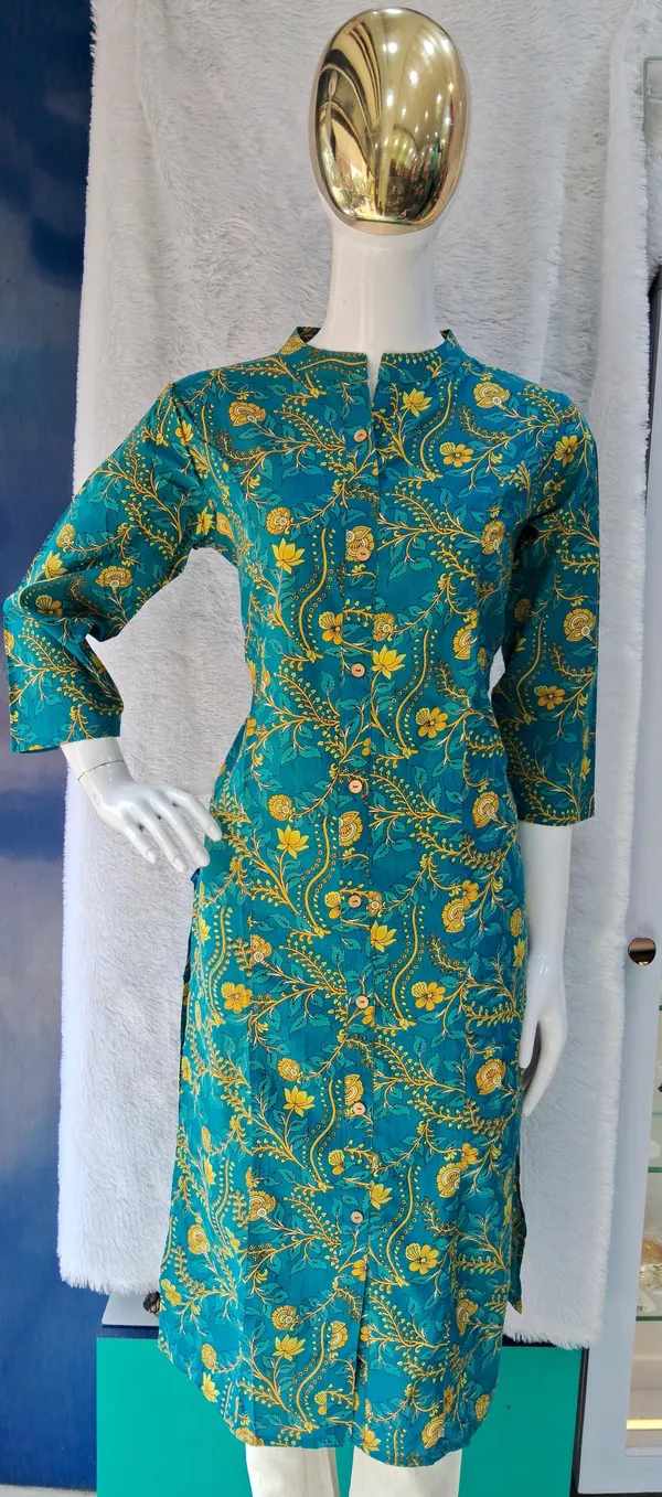 Green_Premium_Cotton_Floral_Printed_Kurta_Set_For_Women