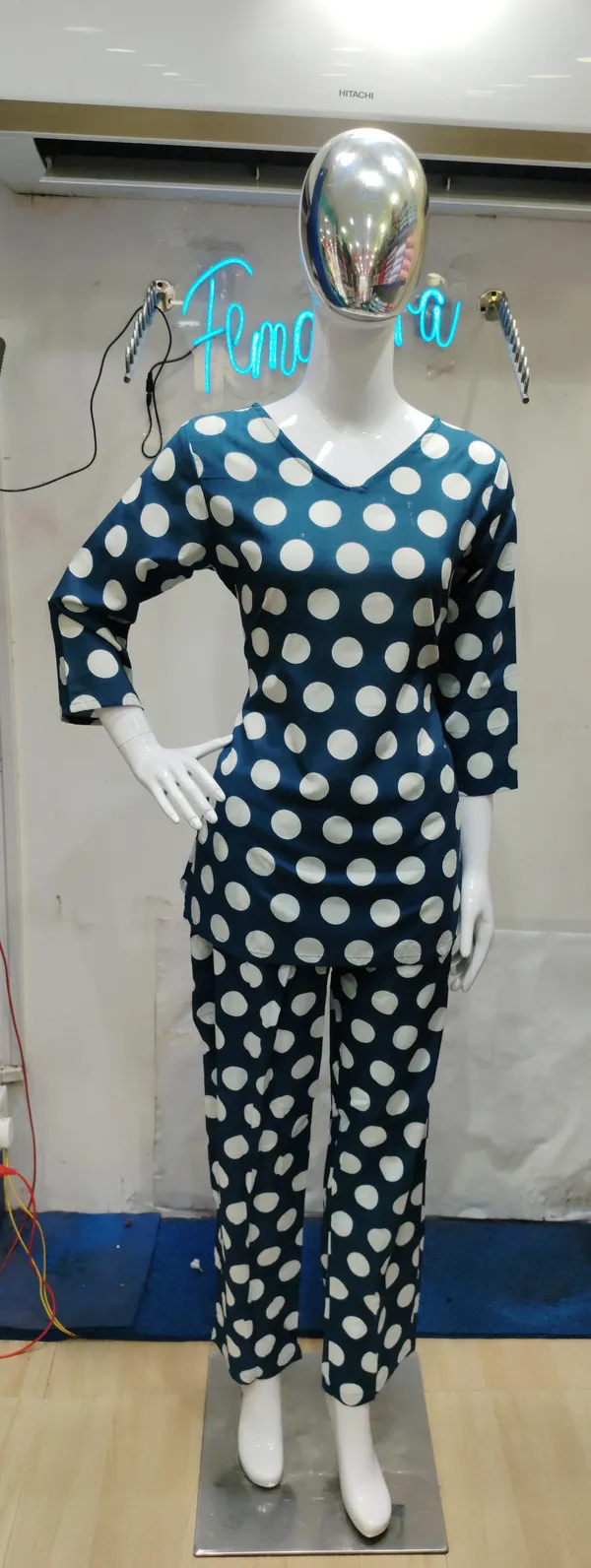Blue_Premium_Cotton_Polka_Dot_Co-Ord_Set_For_Women