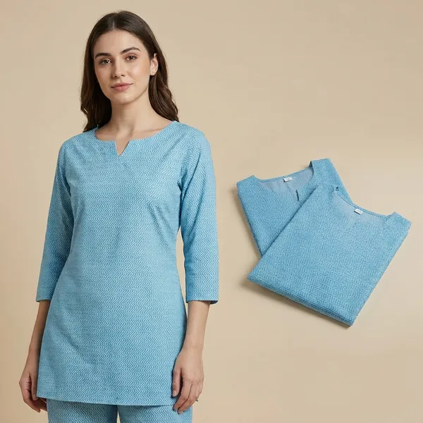 Sky_Blue_Premium_Cotton_Chevron_Lounge_Wear_Set_For_Women