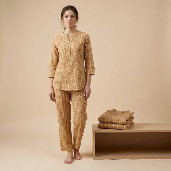 Yellow_Premium_Cotton_Printed_Lounge_Wear_Set_For_Women