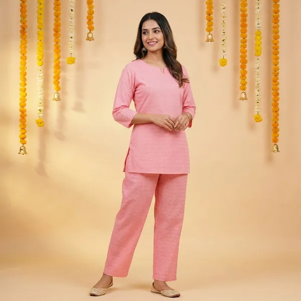 Pink_Premium_Cotton_Textured_Chevron_Co-Ord_Set_For_Women
