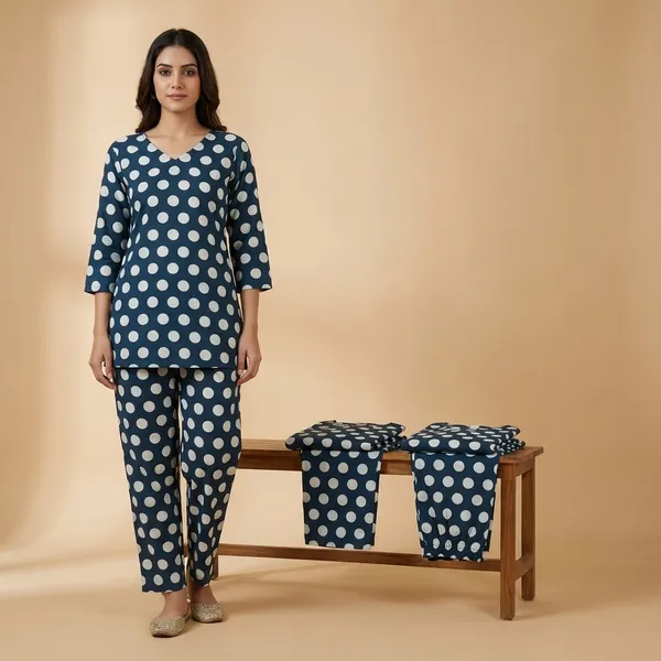 Blue_Premium_Cotton_Polka_Dot_Co-Ord_Set_For_Women