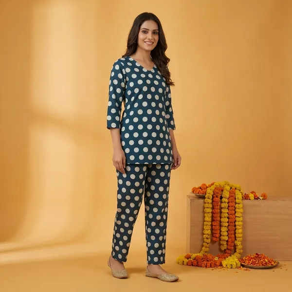 Blue_Premium_Cotton_Polka_Dot_Co-Ord_Set_For_Women