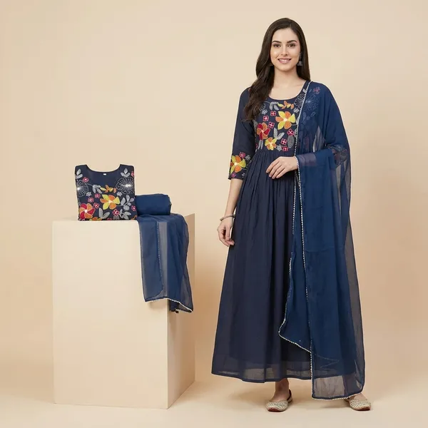Navy_Blue_Premium_Cotton_Embroidered_Anarkali_Suit_With_Dupatta_For_Women