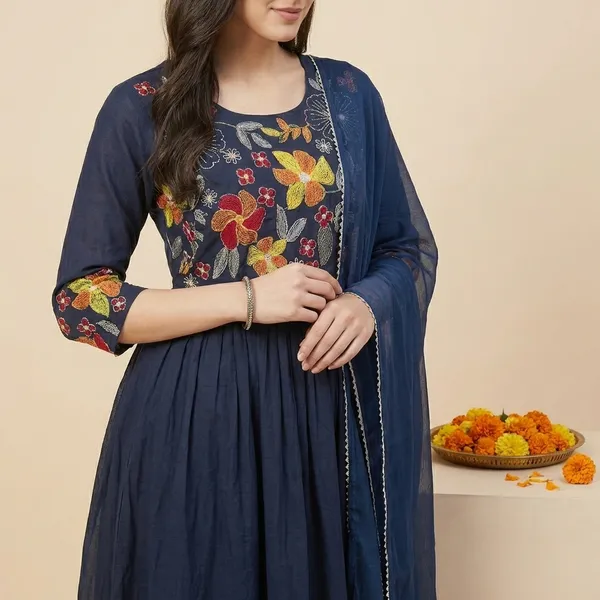 Navy_Blue_Premium_Cotton_Embroidered_Anarkali_Suit_With_Dupatta_For_Women