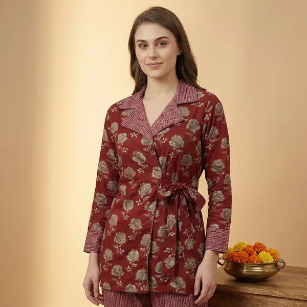 Maroon_Premium_Cotton_Floral_Print_Co-Ord_Set_For_Women