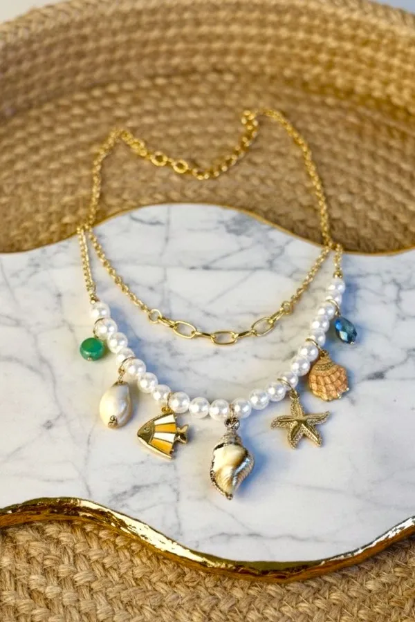 Kai_Waterproof_Ocean_Treasure_Charm_Pearl_Double_Layered_Necklace
