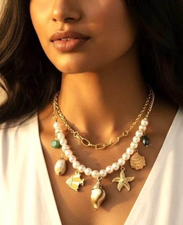 Kai_Waterproof_Ocean_Treasure_Charm_Pearl_Double_Layered_Necklace