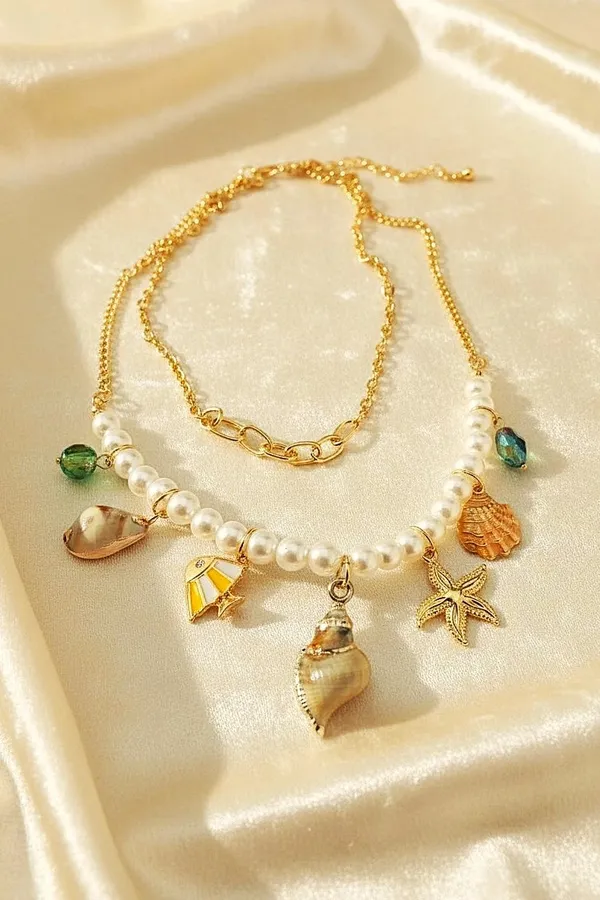 Kai_Waterproof_Ocean_Treasure_Charm_Pearl_Double_Layered_Necklace