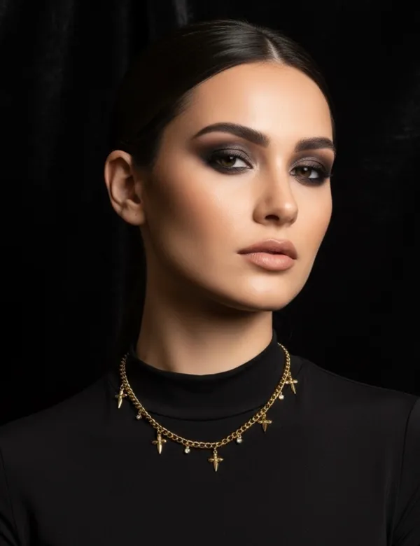 18Kt_Gold_Plated_Daggers_And_Crystals_Charm_Necklace