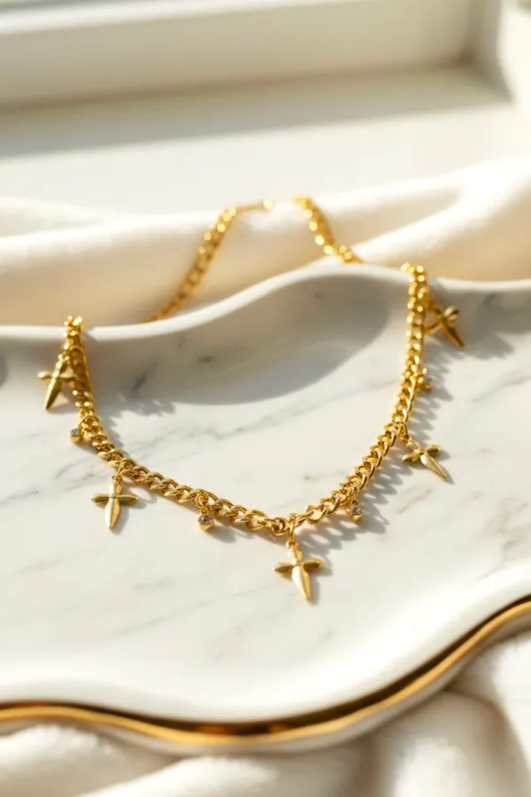 18Kt_Gold_Plated_Daggers_And_Crystals_Charm_Necklace