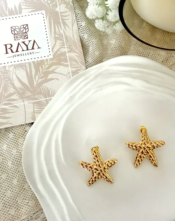 Waterproof_Textured_Starfish_Stud_Earrings