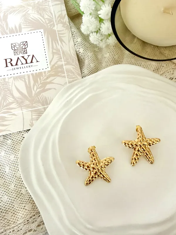 Waterproof_Textured_Starfish_Stud_Earrings