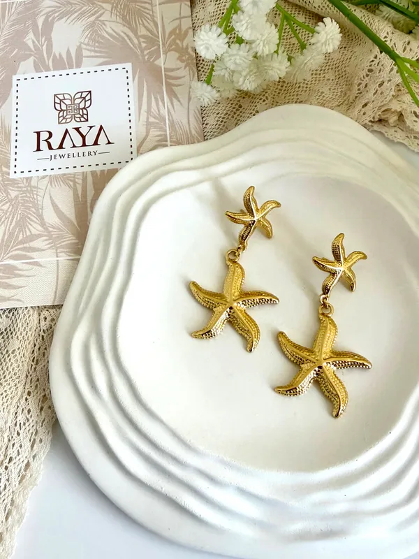 Waterproof_Dune_Starfish_18Kt_Gold_Plated_Danglers