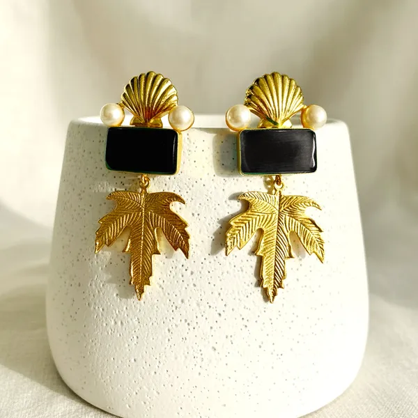 Black_Onyx_Maple_Leaf_Brass_Statement_Danglers