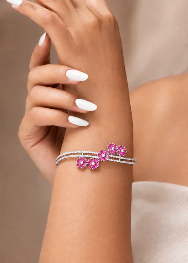 Ruby_Diamond_Floral_Crossover_Bangle_Bracelet
