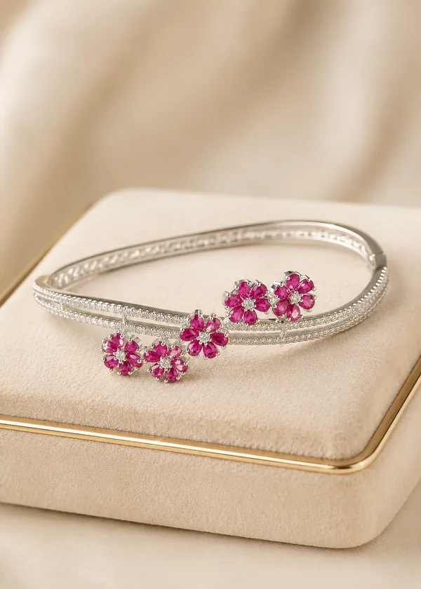 Ruby_Diamond_Floral_Crossover_Bangle_Bracelet