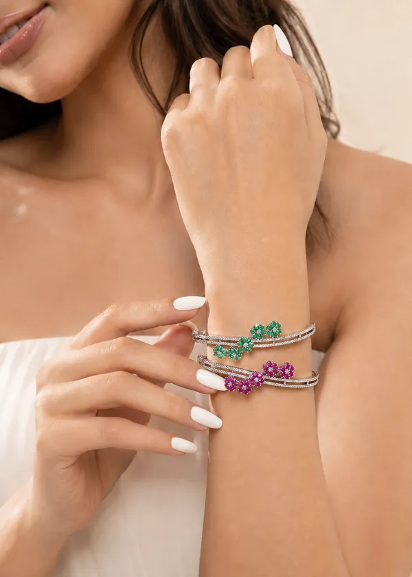Ruby_Diamond_Floral_Crossover_Bangle_Bracelet