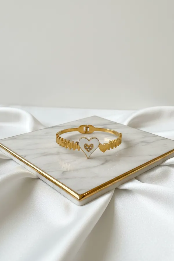 White_Heart_Zircon_Bangle_Bracelet
