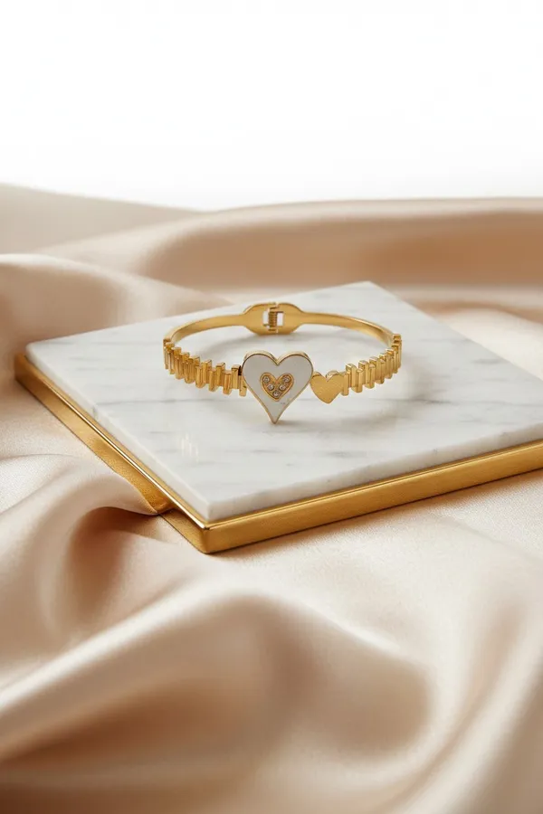 White_Heart_Zircon_Bangle_Bracelet